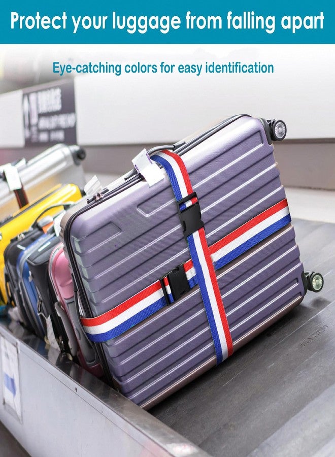 MyyYiTar Nylon Luggage Straps Suitcase Belt Travel Accessories with Adjustable Buckle,Heavy Duty Strap Bright Colors for Easy Identification, 2 Packs Blue-White-Red 2M - Image 5